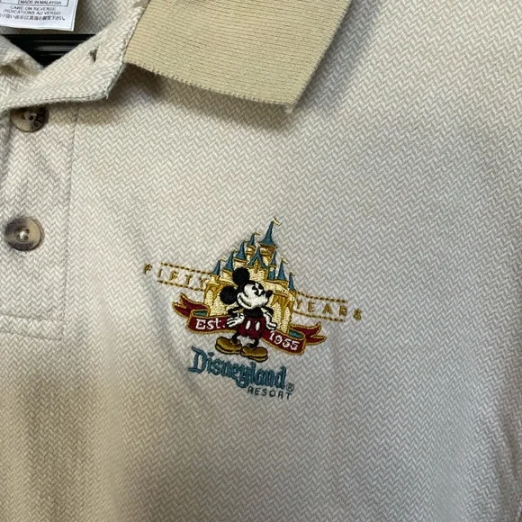 Vintage Disneyland Resort 50th Anniversary Polo Shirt Large 1955 PreLoved Beige - Picture 2 of 5